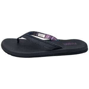 Flojos Maddy Memory Foam Flip Flops Black Lavender Women's Size 10